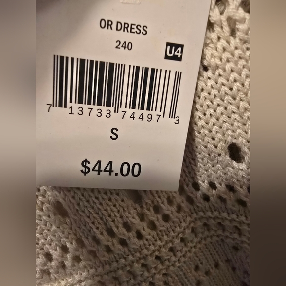 NWT Ophelia Roe Elegant Crochet Dress Beige Sleeveless Knit Maxi Dress Size S - Picture 9 of 13